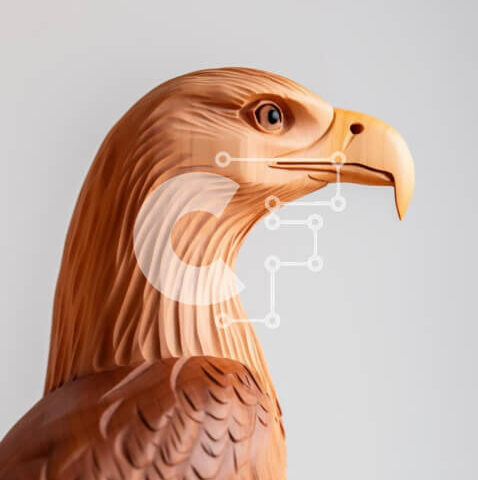 Intra Συλλεκτικό Ξύλινο Παζλ Plywood  4mm - Ξύλινο γλυπτό αετού σε λευκό φόντο Σε Ξύλινο Κουτί - Διαστάσεις: 10x10 cm – 25 κομμάτια - Image 1