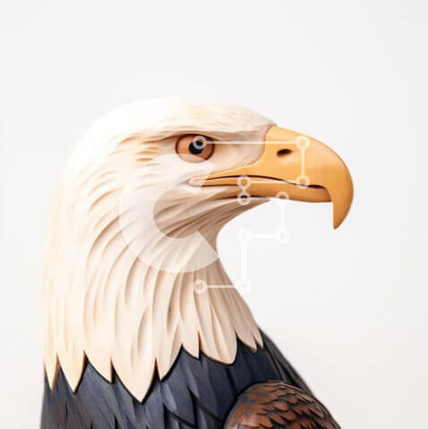 Intra Συλλεκτικό Ξύλινο Παζλ Plywood 4mm - Ξύλινο άγαλμα φαλακρού αετού με λευκό φόντο Σε Ξύλινο Κουτί - Διαστάσεις: 10x10 cm – 25 κομμάτια - Image 1