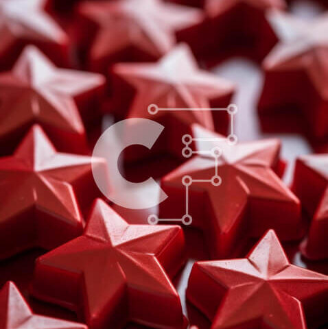 Intra Συλλεκτικό Ξύλινο Παζλ Plywood 4mm - Καραμέλες σε σχήμα κόκκινου αστεριού οργανωμένα Σε Ξύλινο Κουτί - Διαστάσεις Puzzle: 10x10 cm – 25 κομμάτια - Image 1