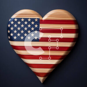 Intra Συλλεκτικό Ξύλινο Παζλ Plywood  4mm - Ξύλινο σύμβολο αμερικανικής σημαίας σε σχήμα καρδιάς Σε Ξύλινο Κουτί - Διαστάσεις: 10x10 cm – 25 κομμάτια