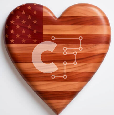 Intra Συλλεκτικό Ξύλινο Παζλ Plywood 4mm - Ξύλινη σανίδα αμερικανικής σημαίας σε σχήμα καρδιάς Σε Ξύλινο Κουτί - Διαστάσεις: 10x10 cm – 25 κομμάτια - Image 1