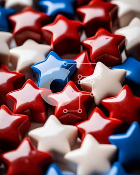 Intra Συλλεκτικό Ξύλινο Παζλ Plywood  4mm - Κόκκινες, λευκές και μπλε καραμέλες σε σχήμα αστεριού Σε Ξύλινο Κουτί - Διαστάσεις: 10x10 cm – 25 κομμάτια