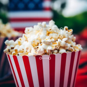 Intra Συλλεκτικό Ξύλινο Παζλ Plywood  4mm - Πατριωτικά μπολ ποπ κορν με φόντο αμερικανικής σημαίας Σε Ξύλινο Κουτί - Διαστάσεις: 10x10 cm – 25 κομμάτια