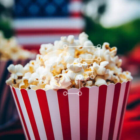 Intra Συλλεκτικό Ξύλινο Παζλ Plywood  4mm - Πατριωτικά μπολ ποπ κορν με φόντο αμερικανικής σημαίας Σε Ξύλινο Κουτί - Διαστάσεις: 10x10 cm – 25 κομμάτια - Image 1