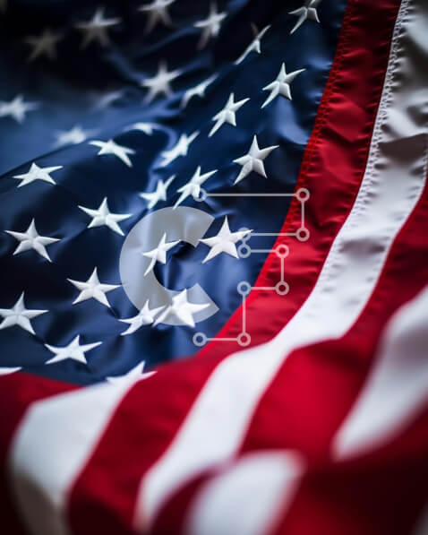 Intra Συλλεκτικό Ξύλινο Παζλ Plywood  4mm - Κοντινό πλάνο κυματίζει αμερικανική σημαία για πατριωτικές εκδηλώσεις και εορτασμούς Σε Ξύλινο Κουτί - Διαστάσεις: 10x10 cm – 25 κομμάτια