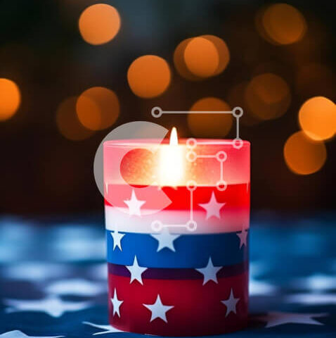 Intra Συλλεκτικό Ξύλινο Παζλ Plywood  4mm - Πατριωτικό κερί σε τραπεζομάντιλο αμερικανικής σημαίας Σε Ξύλινο Κουτί - Διαστάσεις: 10x10 cm – 25 κομμάτια - Image 1