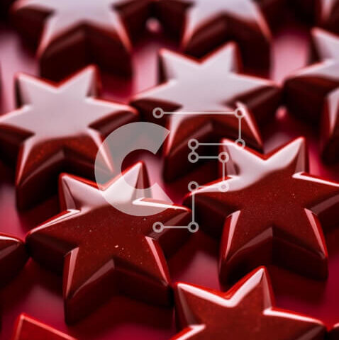 Intra Συλλεκτικό Ξύλινο Παζλ Plywood 4mm - Ομάδα καραμέλες σε σχήμα κόκκινου αστεριού στο τραπέζι Σε Ξύλινο Κουτί - Διαστάσεις Puzzle: 10x10 cm – 25 κομμάτια - Image 1