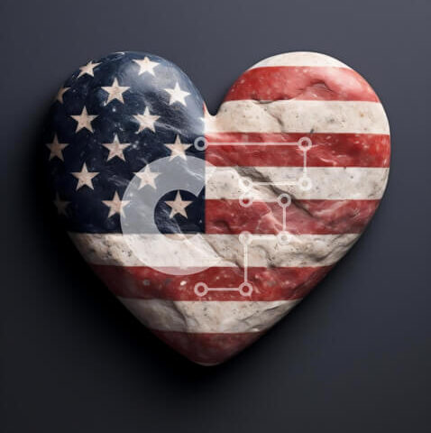 Intra Συλλεκτικό Ξύλινο Παζλ Plywood 4mm - Πατριωτικό ροκ σε σχήμα καρδιάς με σημαία ΗΠΑ Σε Ξύλινο Κουτί - Διαστάσεις Puzzle: 10x10 cm – 25 κομμάτια - Image 1