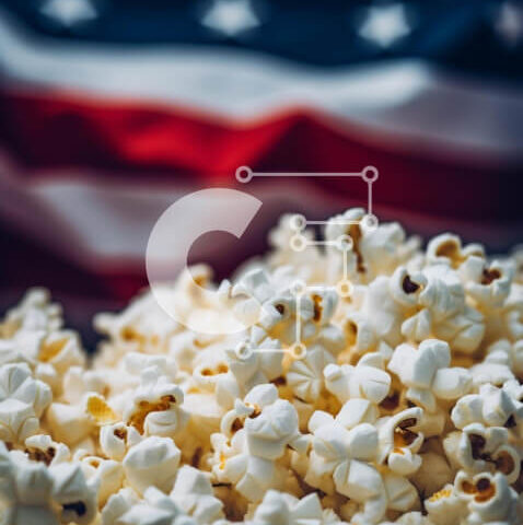 Intra Συλλεκτικό Ξύλινο Παζλ Plywood  4mm - Ποπ κορν σε ρύθμιση τραπεζιού αμερικανικής σημαίας Σε Ξύλινο Κουτί - Διαστάσεις: 10x10 cm – 25 κομμάτια - Image 1