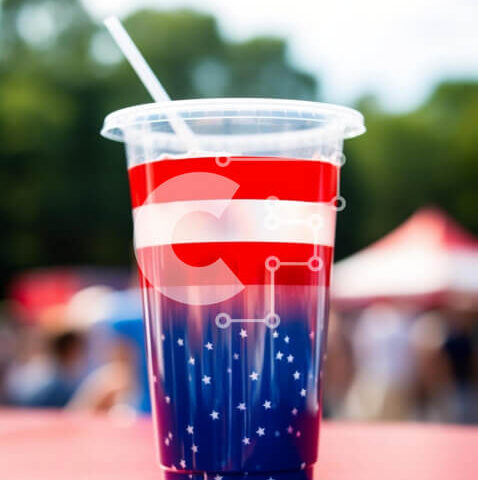 Intra Συλλεκτικό Ξύλινο Παζλ Plywood  4mm - Πλαστικό κύπελλο με άχυρο με θέμα την αμερικανική σημαία Σε Ξύλινο Κουτί - Διαστάσεις: 10x10 cm – 25 κομμάτια - Image 1