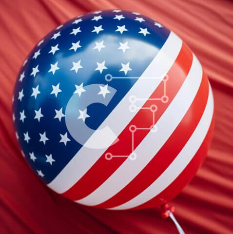 Intra Συλλεκτικό Ξύλινο Παζλ Plywood 4mm - Μπαλόνι με θέμα την αμερικανική σημαία για εορτασμούς Σε Ξύλινο Κουτί - Διαστάσεις: 10x10 cm – 25 κομμάτια - Image 1