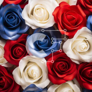 Intra Συλλεκτικό Ξύλινο Παζλ Plywood  4mm - Πατριωτικό μπουκέτο λουλουδιών σε χρώματα σημαίας Ηνωμένων Πολιτειών Σε Ξύλινο Κουτί - Διαστάσεις: 10x10 cm – 25 κομμάτια