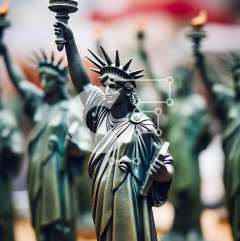 Intra Συλλεκτικό Ξύλινο Παζλ Plywood  4mm - Αγάλματα της ελευθερίας και άλλα ειδώλια στην οθόνη Σε Ξύλινο Κουτί - Διαστάσεις Puzzle: 10x10 cm – 25 κομμάτια - Image 1