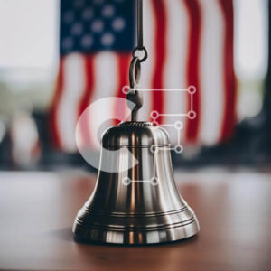 Intra Συλλεκτικό Ξύλινο Παζλ Plywood  4mm - Ασημένιο κουδούνι με αμερικανική σημαία Σε Ξύλινο Κουτί - Διαστάσεις: 10x10 cm – 25 κομμάτια