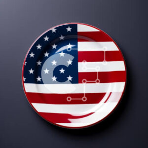 Intra Συλλεκτικό Ξύλινο Παζλ Plywood  4mm - Πιάτο αμερικανικής σημαίας σε σκούρο φόντο Σε Ξύλινο Κουτί - Διαστάσεις: 10x10 cm – 25 κομμάτια