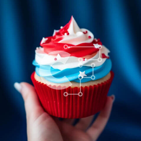 Intra Συλλεκτικό Ξύλινο Παζλ Plywood 4mm - Cupcake 4ης Ιουλίου με Κόκκινο, Λευκό και Μπλε γλάσο Σε Ξύλινο Κουτί - Διαστάσεις: 10x10 cm – 25 κομμάτια - Image 1