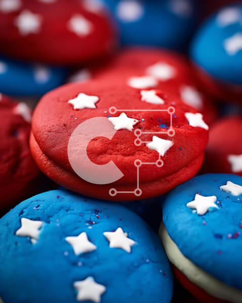 Intra Συλλεκτικό Ξύλινο Παζλ Plywood  4mm - Κόκκινα, λευκά και μπλε μπισκότα για τις 4 Ιουλίου Σε Ξύλινο Κουτί - Διαστάσεις: 10x10 cm – 25 κομμάτια