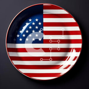 Intra Συλλεκτικό Ξύλινο Παζλ Plywood  4mm - Πιάτο αμερικανικής σημαίας σε μαύρο φόντο Σε Ξύλινο Κουτί - Διαστάσεις: 10x10 cm – 25 κομμάτια