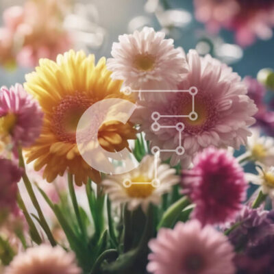 Intra Συλλεκτικό Ξύλινο Παζλ Plywood  4mm - Πολύχρωμο μπουκέτο λουλουδιών με μαργαρίτες, τριαντάφυλλα και γαρύφαλλα Σε Ξύλινο Κουτί - Διαστάσεις: 10x10 cm – 25 κομμάτια - Image 1