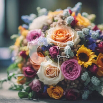 Intra Συλλεκτικό Ξύλινο Παζλ Plywood  4mm - Πολύχρωμο μπουκέτο λουλουδιών με τριαντάφυλλα, μαργαρίτες, γαρίφαλα και ηλίανθους Σε Ξύλινο Κουτί - Διαστάσεις: 10x10 cm – 25 κομμάτια - Image 1