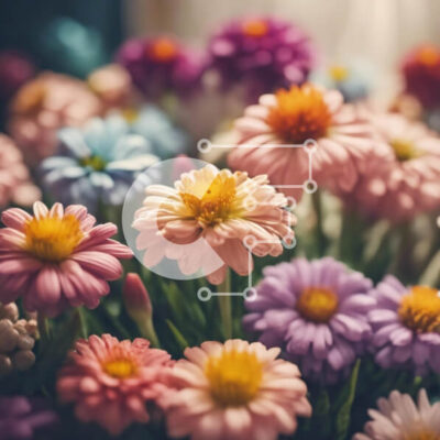 Intra Συλλεκτικό Ξύλινο Παζλ Plywood  4mm - Πολύχρωμο μπουκέτο λουλουδιών με μαργαρίτες, γαρύφαλλα, κρίνους και ηλίανθους Σε Ξύλινο Κουτί - Διαστάσεις: 10x10 cm – 25 κομμάτια - Image 1