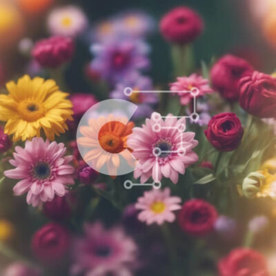 Intra Συλλεκτικό Ξύλινο Παζλ Plywood  4mm - Πολύχρωμο μπουκέτο λουλούδια με μαργαρίτες, τριαντάφυλλα και γαρύφαλλα Σε Ξύλινο Κουτί - Διαστάσεις: 10x10 cm – 25 κομμάτια - Image 1