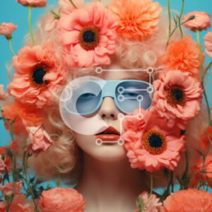 Intra Συλλεκτικό Ξύλινο Παζλ Plywood  4mm - Γυναίκα με γυαλιά ηλίου και κορδέλα λουλουδιών Σε Ξύλινο Κουτί - Διαστάσεις Puzzle: 10x10 cm – 25 κομμάτια