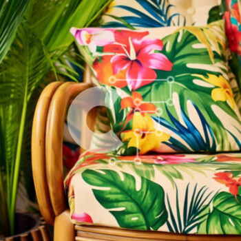 Intra Συλλεκτικό Ξύλινο Παζλ Plywood  4mm - Πολύχρωμη καρέκλα με τροπικό θέμα με φυτό σε γλάστρα Σε Ξύλινο Κουτί - Διαστάσεις Puzzle: 10x10 cm – 25 κομμάτια - Image 1