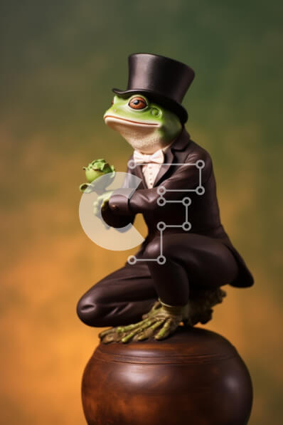 Intra Συλλεκτικό Ξύλινο Παζλ Plywood  4mm - Άγαλμα βατράχου με καπέλο και κύπελλο Σε Ξύλινο Κουτί - Διαστάσεις: 10x10 cm – 25 κομμάτια