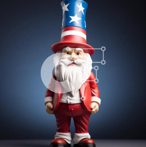 Intra Συλλεκτικό Ξύλινο Παζλ Plywood  4mm - Ειδώλιο Άγιου Βασίλη με καπέλο και στολή με αμερικανική σημαία Σε Ξύλινο Κουτί - Διαστάσεις: 10x10 cm – 25 κομμάτια - Image 1