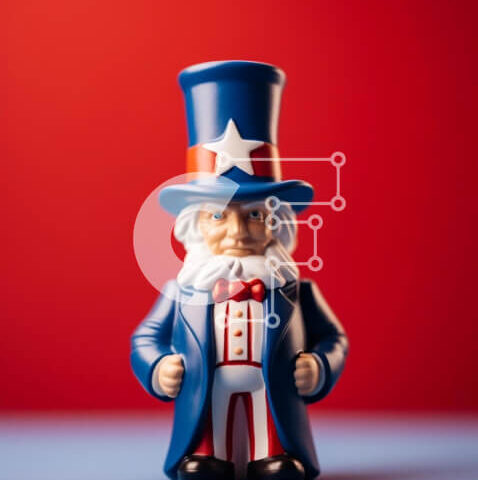 Intra Συλλεκτικό Ξύλινο Παζλ Plywood  4mm - Πατριωτικό ειδώλιο παιχνιδιών θείου μπροστά από το κόκκινο φόντο Σε Ξύλινο Κουτί - Διαστάσεις: 10x10 cm – 25 κομμάτια - Image 1