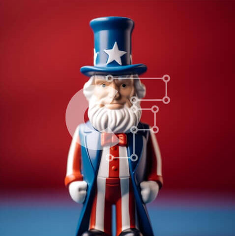 Intra Συλλεκτικό Ξύλινο Παζλ Plywood  4mm - Το ειδώλιο του θείου Σαμ με πατριωτική ενδυμασία Σε Ξύλινο Κουτί - Διαστάσεις Puzzle: 10x10 cm – 25 κομμάτια - Image 1