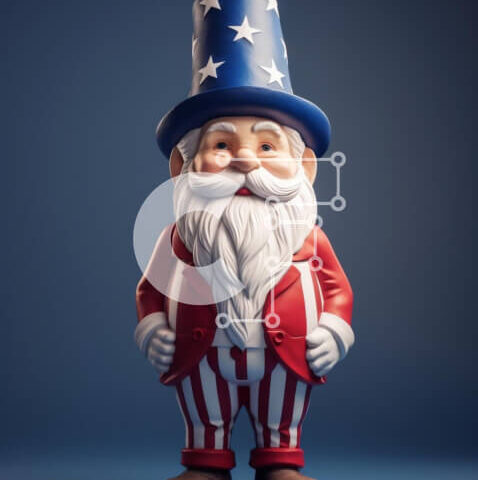 Intra Συλλεκτικό Ξύλινο Παζλ Plywood  4mm - Αμερικανικό 3D ειδώλιο Άγιου Βασίλη σε κόκκινο, λευκό και μπλε ρούχα Σε Ξύλινο Κουτί - Διαστάσεις: 10x10 cm – 25 κομμάτια - Image 1