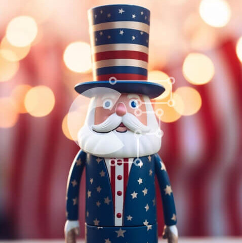 Intra Συλλεκτικό Ξύλινο Παζλ Plywood  4mm - Αμερικανικό πατριωτικό ειδώλιο για τον εορτασμό της 4ης Ιουλίου Σε Ξύλινο Κουτί - Διαστάσεις: 10x10 cm – 25 κομμάτια - Image 1