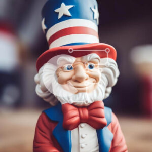 Intra Συλλεκτικό Ξύλινο Παζλ Plywood  4mm - Το ειδώλιο του θείου σε κόκκινο, λευκό και μπλε χρώμα για τις 4 Ιουλίου Σε Ξύλινο Κουτί - Διαστάσεις: 10x10 cm – 25 κομμάτια