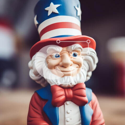 Intra Συλλεκτικό Ξύλινο Παζλ Plywood 4mm - Το ειδώλιο του θείου σε κόκκινο, λευκό και μπλε χρώμα για τις 4 Ιουλίου Σε Ξύλινο Κουτί - Διαστάσεις: 10x10 cm – 25 κομμάτια - Image 1