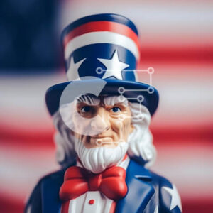 Intra Συλλεκτικό Ξύλινο Παζλ Plywood  4mm - Παιχνίδι Άγαλμα θείου Σαμ με αμερικανική σημαία Σε Ξύλινο Κουτί - Διαστάσεις: 10x10 cm – 25 κομμάτια