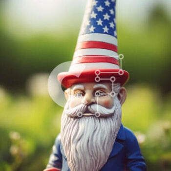 Intra Συλλεκτικό Ξύλινο Παζλ Plywood  4mm - Παιχνίδι Gnome με καπέλο αμερικανικής σημαίας και στολή σε πράσινο Σε Ξύλινο Κουτί - Διαστάσεις Puzzle: 10x10 cm – 25 κομμάτια - Image 1