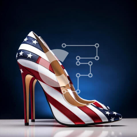 Intra Συλλεκτικό Ξύλινο Παζλ Plywood  4mm - Ψηλοτάκουνα παπούτσια American Flag για επίσημες περιστάσεις Σε Ξύλινο Κουτί - Διαστάσεις Puzzle: 10x10 cm – 25 κομμάτια - Image 1