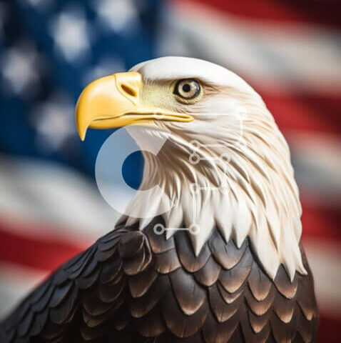 Intra Συλλεκτικό Ξύλινο Παζλ Plywood  4mm - Άγαλμα αετού με αμερικανική σημαία Σε Ξύλινο Κουτί - Διαστάσεις: 10x10 cm – 25 κομμάτια - Image 1