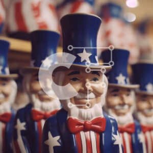 Intra Συλλεκτικό Ξύλινο Παζλ Plywood  4mm - Patriotic Uncle Sam Figurines για τις 4 Ιουλίου Σε Ξύλινο Κουτί - Διαστάσεις Puzzle: 10x10 cm – 25 κομμάτια
