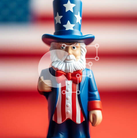 Intra Συλλεκτικό Ξύλινο Παζλ Plywood 4mm - Πατριωτικό ειδώλιο παιχνιδιών θείου με αμερικανική σημαία Σε Ξύλινο Κουτί - Διαστάσεις: 10x10 cm – 25 κομμάτια - Image 1