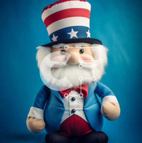 Intra Συλλεκτικό Ξύλινο Παζλ Plywood 4mm - Πατριωτική φιγούρα παιχνιδιού με καπέλο και κοστούμι αμερικανικής σημαίας για τις 4 Ιουλίου Σε Ξύλινο Κουτί - Διαστάσεις: 10x10 cm – 25 κομμάτια - Image 1