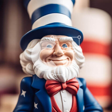 Intra Συλλεκτικό Ξύλινο Παζλ Plywood  4mm - Φιγούρα παιχνιδιού του θείου Σαμ σε σχήμα καπέλου με ανοιχτό χαμόγελο Σε Ξύλινο Κουτί - Διαστάσεις Puzzle: 10x10 cm – 25 κομμάτια - Image 1