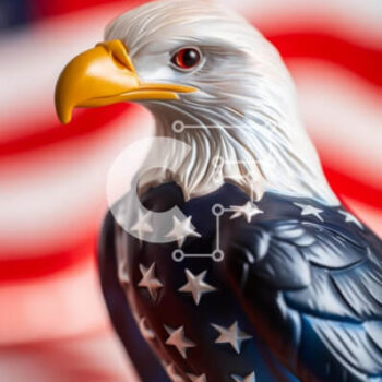 Intra Συλλεκτικό Ξύλινο Παζλ Plywood  4mm - Άγαλμα του αετού με την αμερικανική σημαία στο φόντο Σε Ξύλινο Κουτί - Διαστάσεις: 10x10 cm – 25 κομμάτια - Image 1