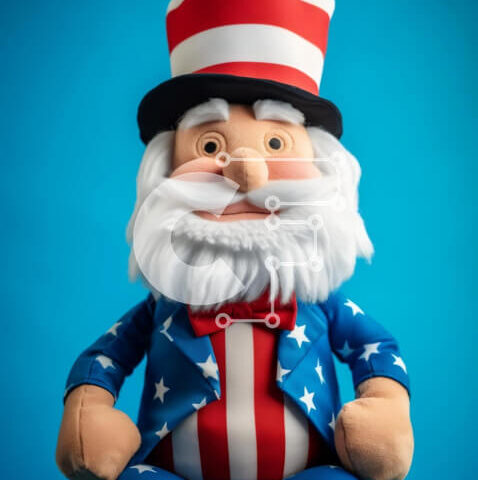 Intra Συλλεκτικό Ξύλινο Παζλ Plywood  4mm - Ο θείος Σαμ γεμιστό παιχνίδι με πατριωτική στολή Σε Ξύλινο Κουτί - Διαστάσεις: 10x10 cm – 25 κομμάτια - Image 1