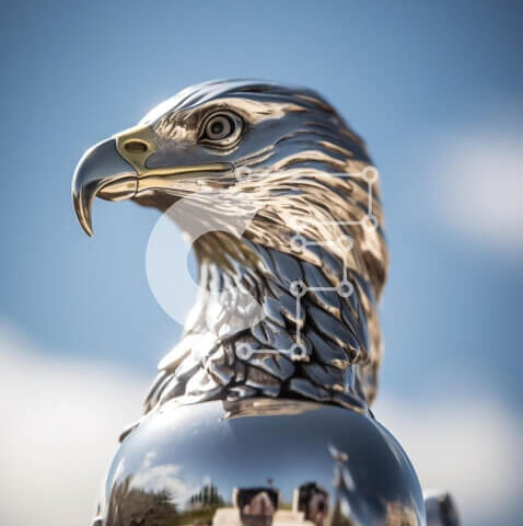 Intra Συλλεκτικό Ξύλινο Παζλ Plywood  4mm - Άγαλμα αετού σε ασημένιο κύπελλο με φόντο του ουρανού Σε Ξύλινο Κουτί - Διαστάσεις: 10x10 cm – 25 κομμάτια - Image 1