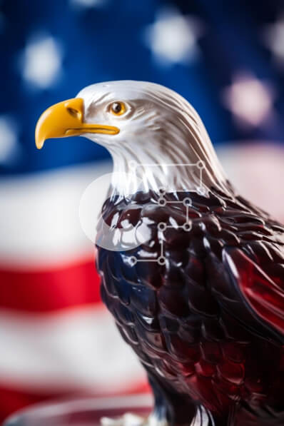 Intra Συλλεκτικό Ξύλινο Παζλ Plywood  4mm - Γυάλινο ειδώλιο αετού με αμερικανική σημαία Σε Ξύλινο Κουτί - Διαστάσεις: 10x10 cm – 25 κομμάτια