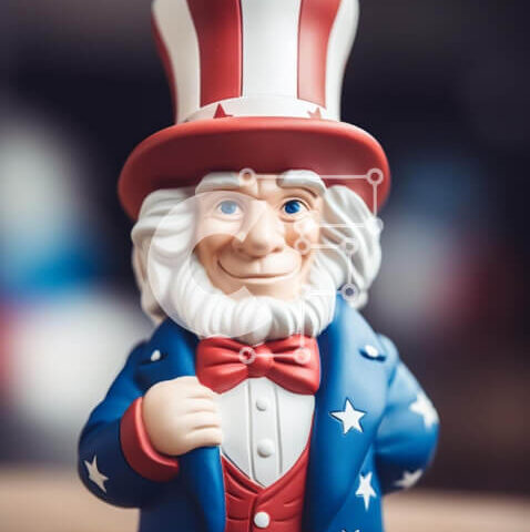 Intra Συλλεκτικό Ξύλινο Παζλ Plywood  4mm - Φιγούρα παιχνιδιών θείου Σαμ με πουκάμισο και γραβάτα με αμερικανική σημαία Σε Ξύλινο Κουτί - Διαστάσεις Puzzle: 10x10 cm – 25 κομμάτια - Image 1