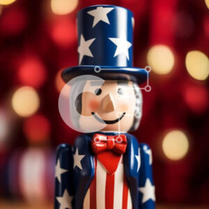 Intra Συλλεκτικό Ξύλινο Παζλ Plywood  4mm - Φιγούρα παιχνιδιού του θείου Σαμ για τους εορτασμούς της 4ης Ιουλίου Σε Ξύλινο Κουτί - Διαστάσεις: 10x10 cm – 25 κομμάτια